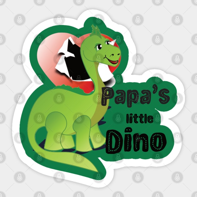 Papa's little Dino hatched from an open heart Sticker by Made2inspire
